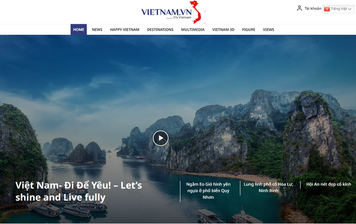 A screenshot of the home page of vietnam.vn.