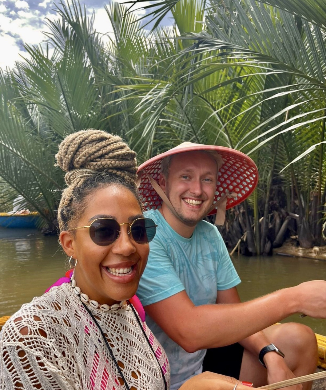 Jordanna and Grant Sanderson (right) while in Vietnam. Photo: Supplied