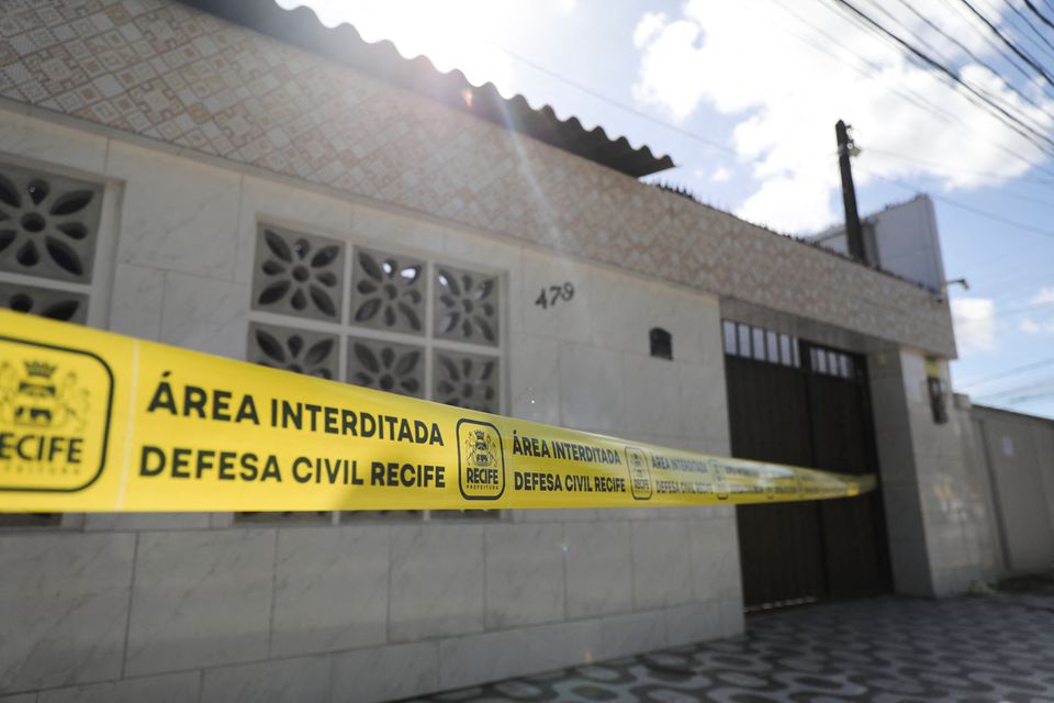 Lar Paulo de Tarso shelter for children is seen with civil defence tape after a deadly fire in Recife, Pernambuco state, Brazil April 14, 2023. Photo: Reuters