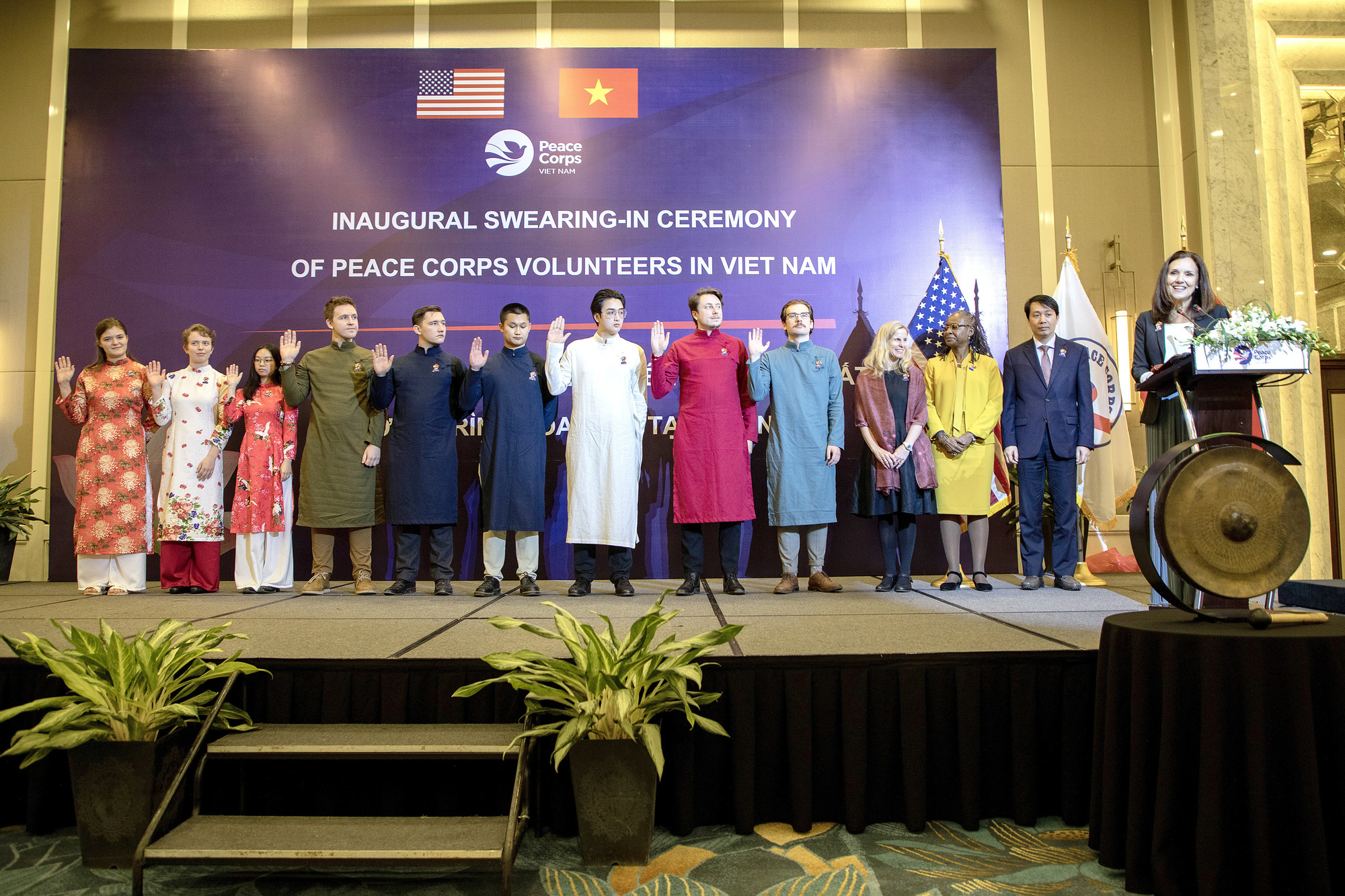 The swearing-in ceremony of Peace Corps volunteers in Vietnam in December 2022 in a photo provided by the Peace Corps