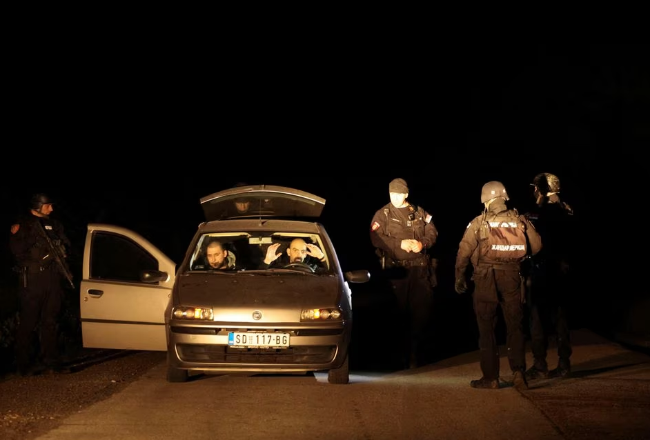 Police operates in a checkpoint during the aftermath of a shooting, in Dubona, Serbia, May 5, 2023. Photo: Reuters