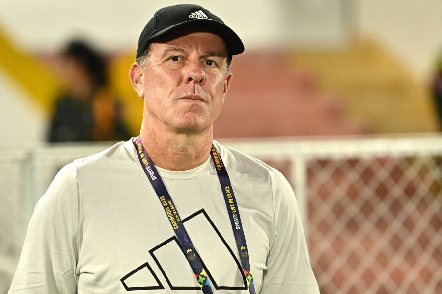 Philippines team coach coach Alen Stajcic looking on during their women's football group match against Malaysia in the 32nd Southeast Asian Games (SEA Games) at the Army Stadium in Phnom Penh. Photo: AFP