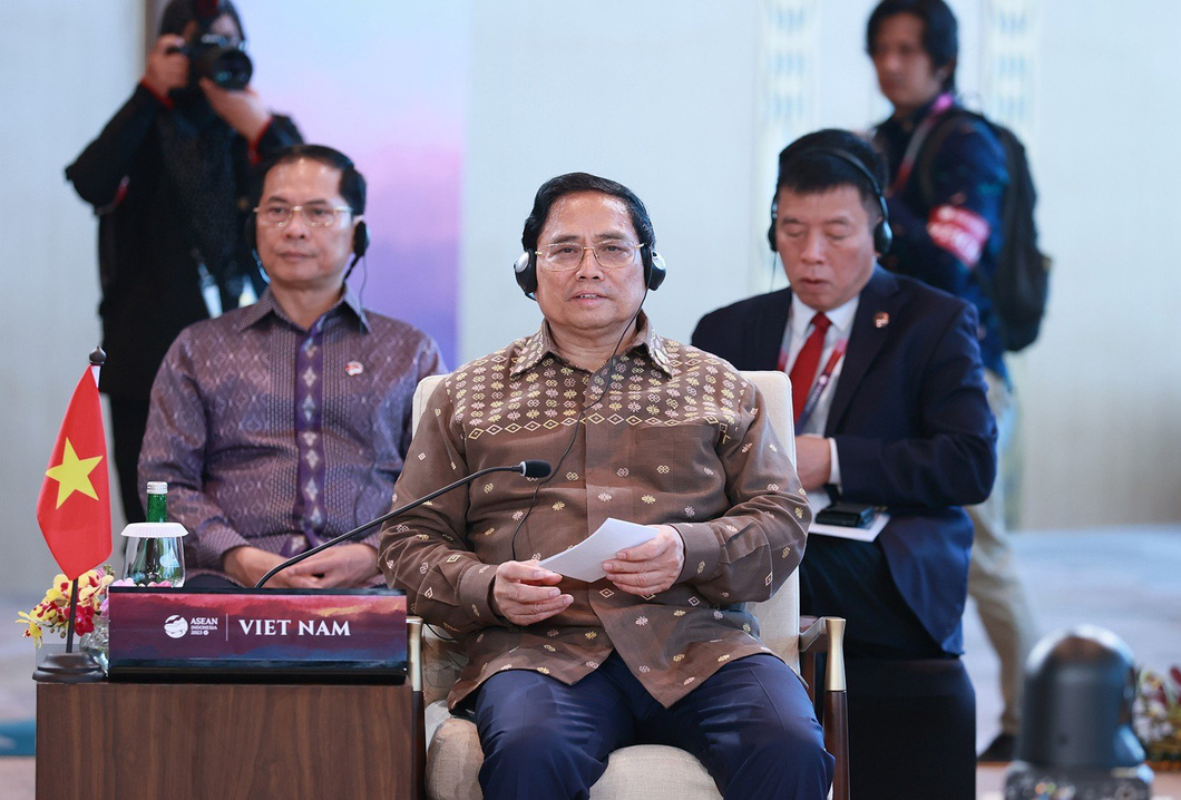 Vietnamese Prime Minister Pham Minh Chinh delivers a speech at the meeting of the 42nd ASEAN Summit on May 11, 2023. Photo: Chinhphu.vn
