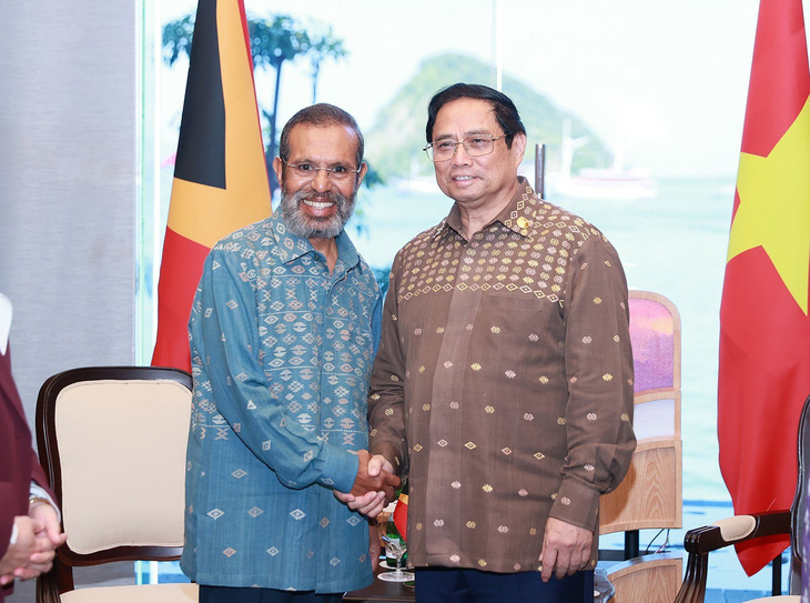 Vietnamese Prime Minister Pham Minh Chinh (R) meets with Timor Leste’s Prime Minister Taur Matan Ruak. Photo: Vietnam News Agency