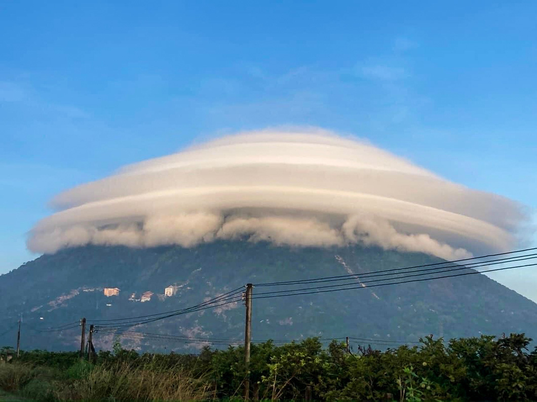 Lenticular clouds used to cover Ba Den Mountain in Tay Ninh Province in November 2022.