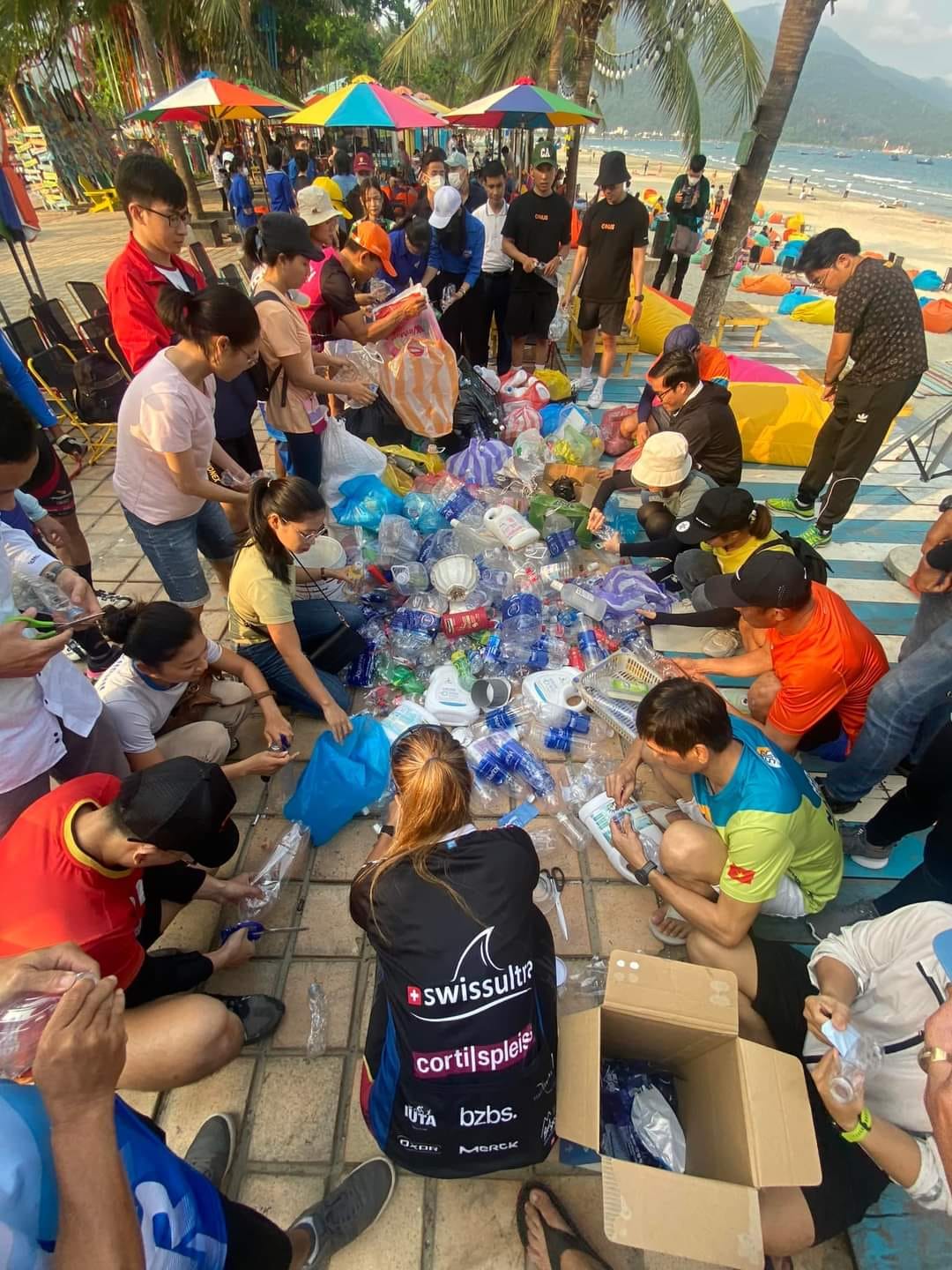 Thanh Vu and her team have been raising awareness, collecting and sorting plastics in different locations. Collected plastics will be happily transformed by Plastic People into beautiful, safe and durable products. Photo: Plastic People’s facebook