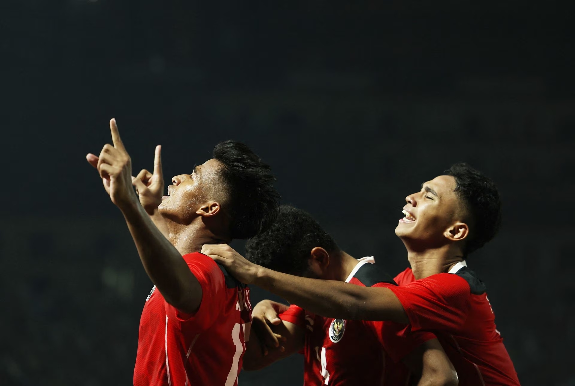 Southeast Asian Games - Football - Men's Final - Indonesia v Thailand - Olympic National Stadium, Phnom Penh, Cambodia - May 16, 2023 Indonesia's Irfan Jauhari celebrates scoring their third goal. Photo: Reuters