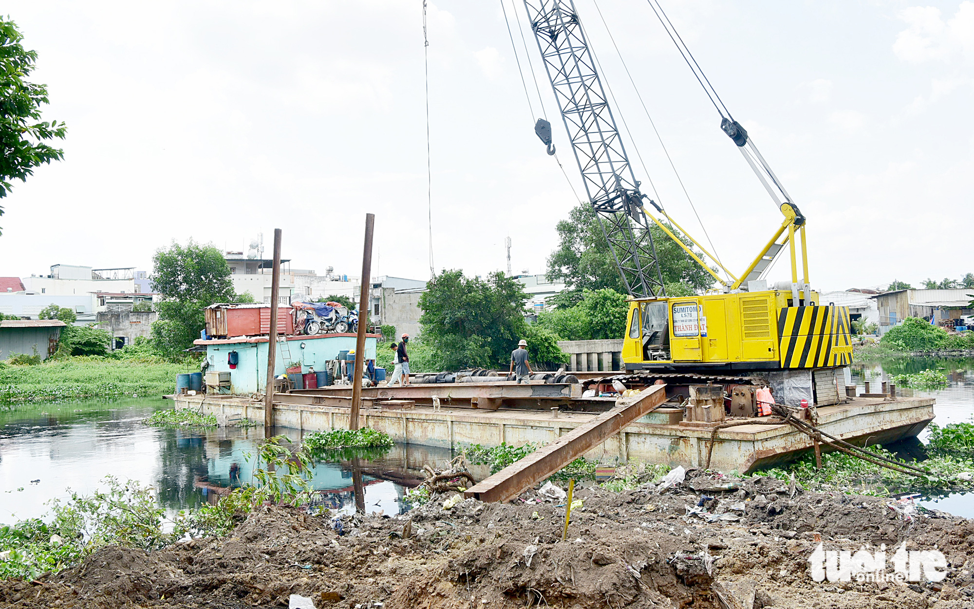 The construction site of a drainage system project at Tham Luong - Ben Cat canals in Ho Chi Minh City’s Go Vap District. Photo: T.T.D / Tuoi Tre