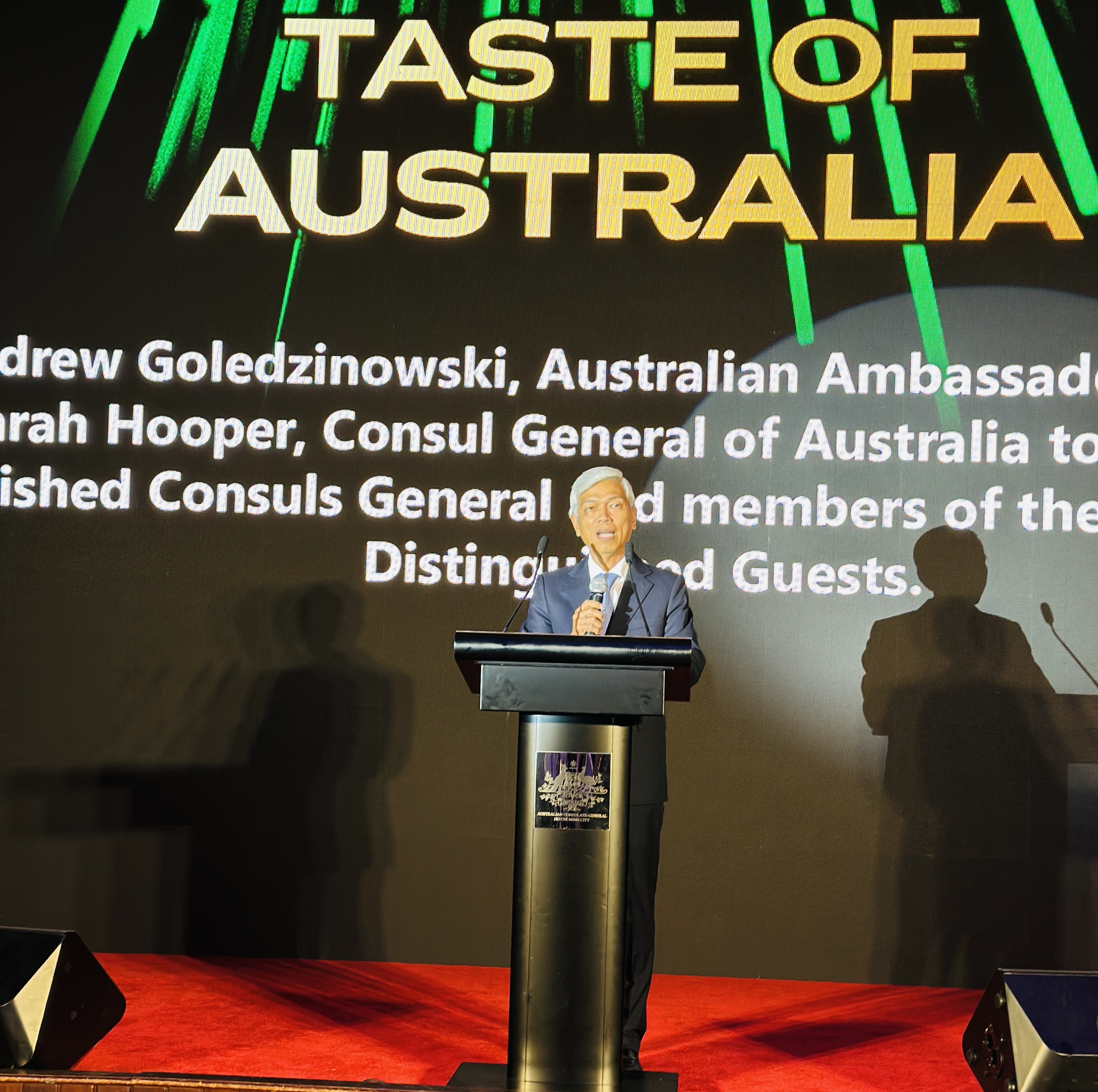 Vo Van Hoan, vice chairman of Ho Chi Minh City People’s Committee, delivers a speech at Taste of Australia 2023 at the Independence Palace on May 18, 2023. Photo: Tieu Bac / Tuoi Tre News