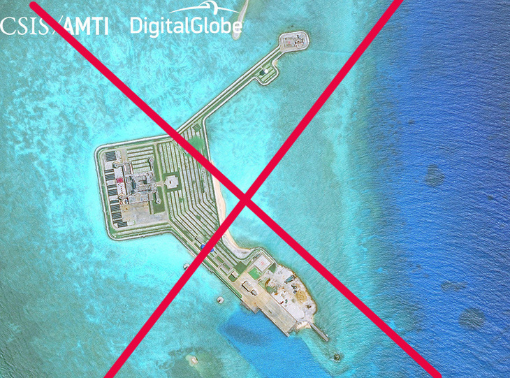 Gaven Reefs in Truong Sa (Spratly) archipelago is under Vietnam’s sovereignty but has been illegally occupied and reformed by China. Photo: CSIS/AMTI