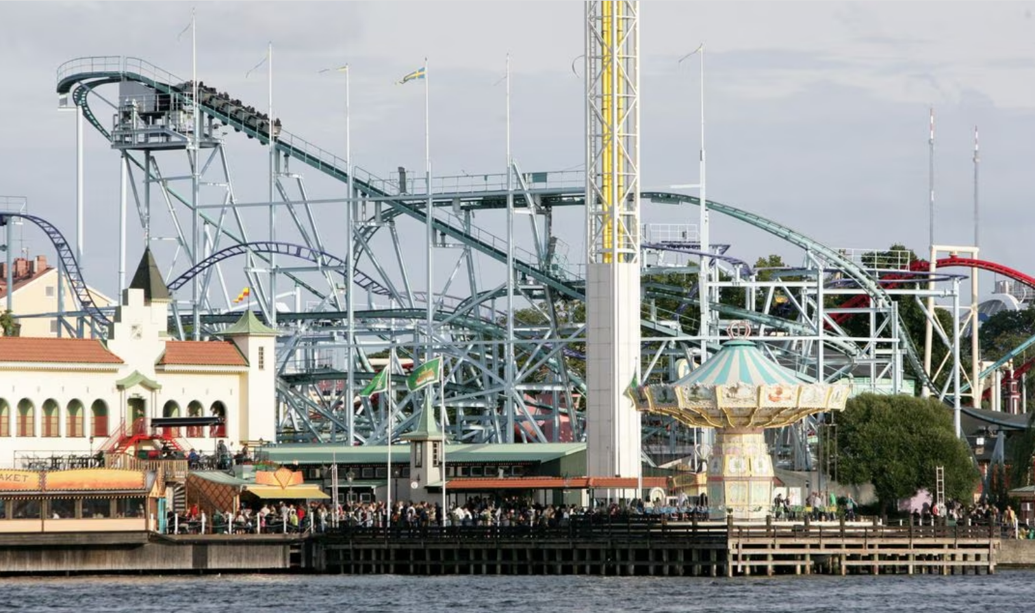 People visit Grona Lund amusement park in Stockholm, Sweden, September 5, 2009. A fatal accident took place on the park's roller coaster Jetline on June 25, 2023, according to local media. Photo: Reuters