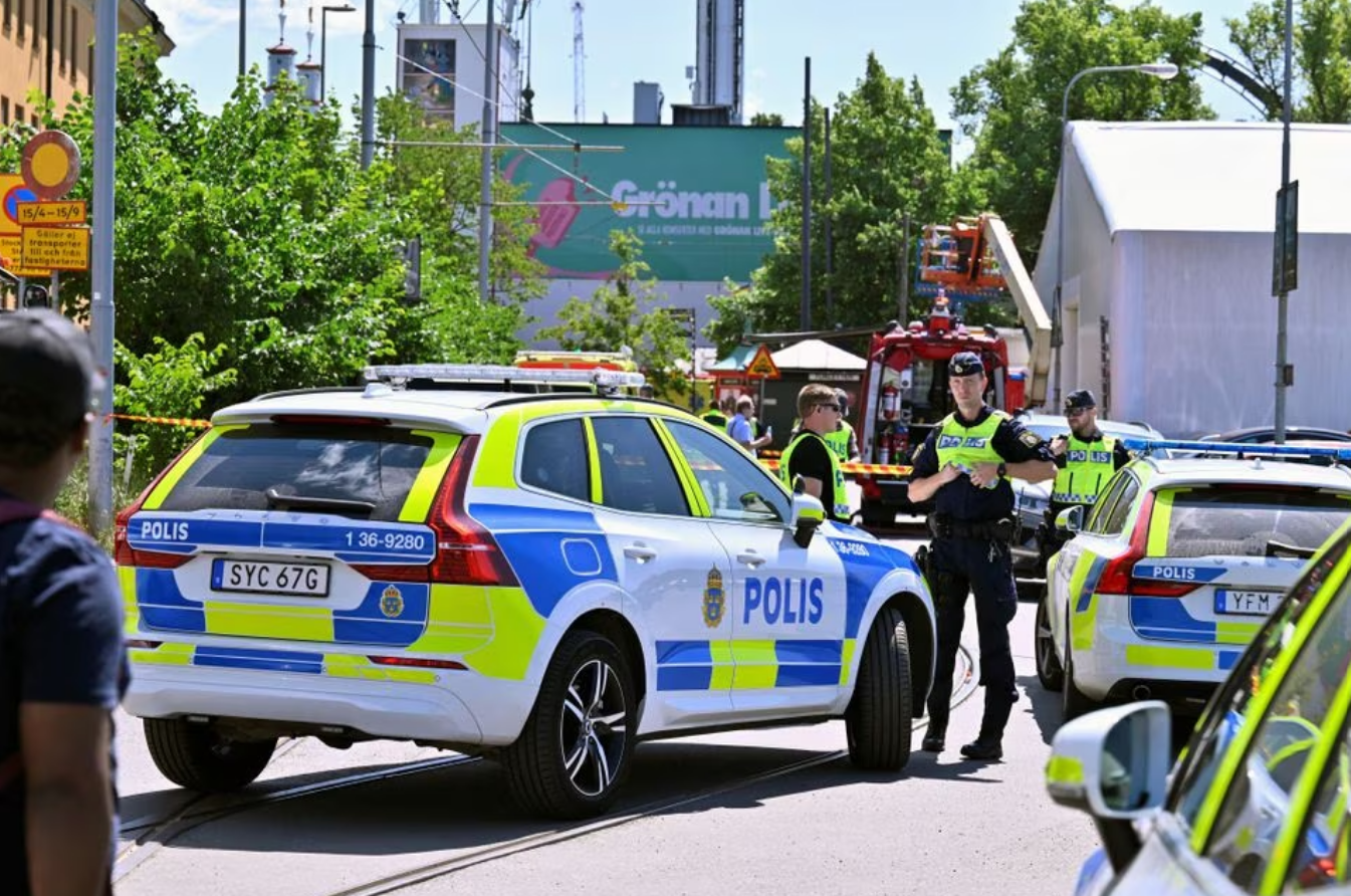 Police officers work at the scene after a roller coaster accident took place at an amusement park, according to the police, in Stockholm, Sweden, June 25, 2023. Photo: Reuters