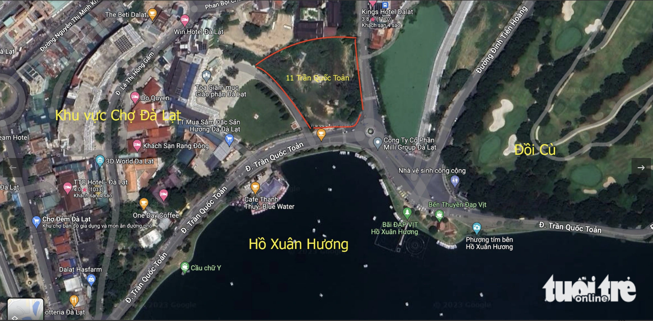 A map detailing a prime location at which Mount A Service Trading Investment JSC had proposed building a five-star hotel near Xuan Huong Lake in Da Lat City, a popular destination in Vietnam’s Central Highlands province of Lam Dong.