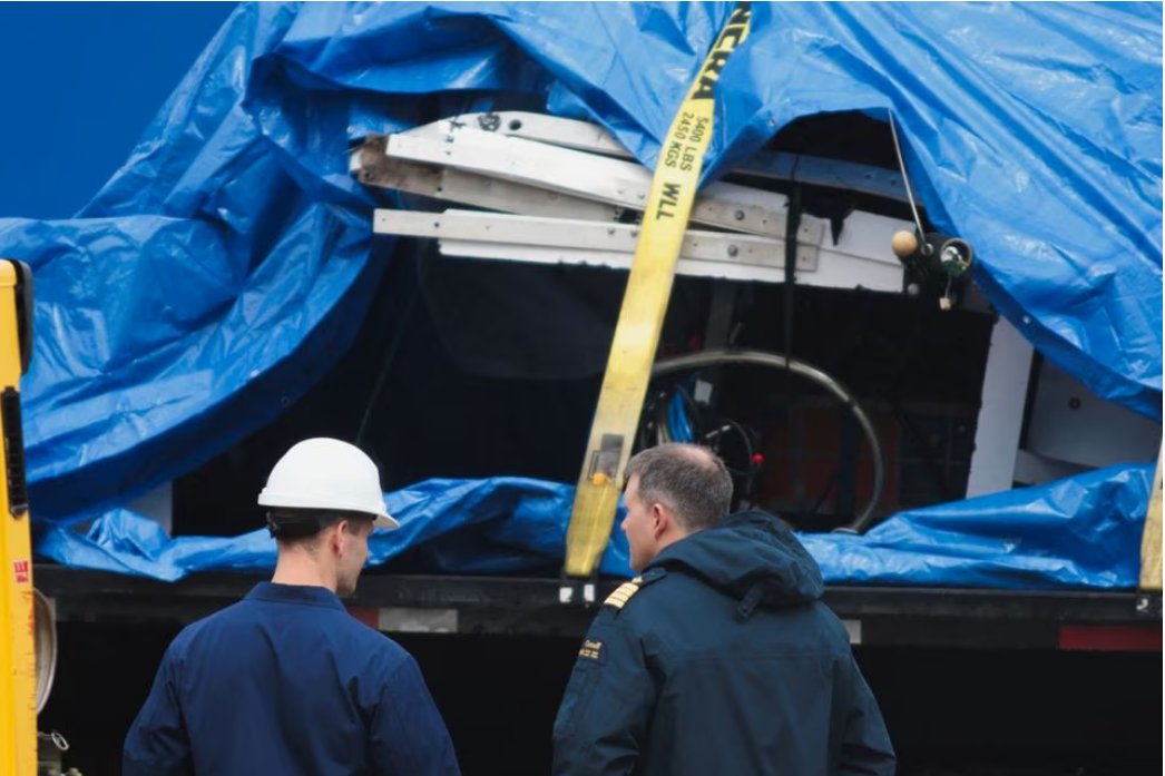 A view of the Horizon Arctic ship, as salvaged pieces of the Titan submersible from OceanGate Expeditions are returned, in St. John's harbour, Newfoundland, Canada June 28, 2023. Photo: Reuters