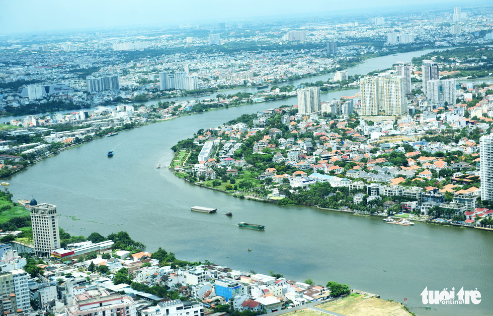 A bird’s-eye view of the Saigon River in Ho Chi Minh City. Photo: Duyen Phan / Tuoi Tre