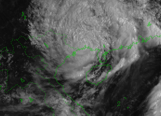 A satellite image of Typhoon Talim taken at 9:00 am on July 18, 2023. Photo: National Center for Hydro-meteorological Forecasting