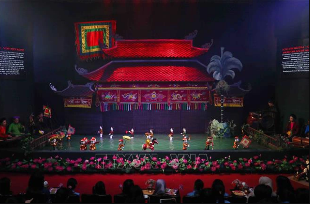 A water puppet performance staged at the Vietnam Contemporary Art Theater in Hanoi. Photo: Vietnam News Agency