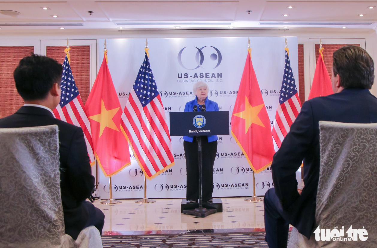 Speaking at the press briefing, Yellen underlined that Vietnam has made great strides in economic growth over the past 10 years. Photo: Duy Linh / Tuoi Tre