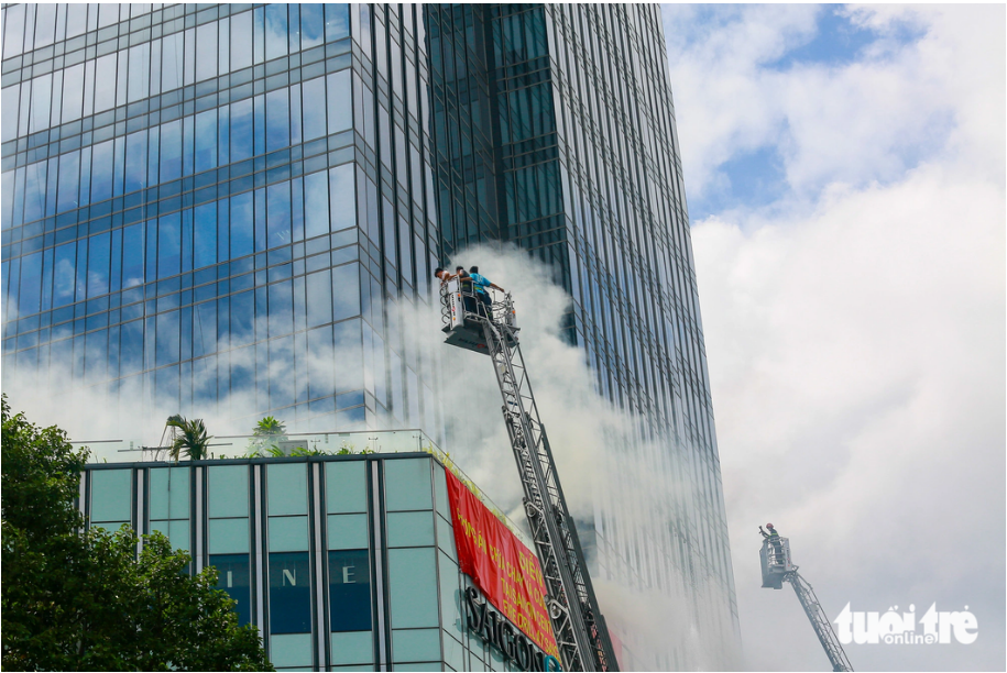 Firefighters extinguish the fire and prevent it from spreading to adjacent areas.