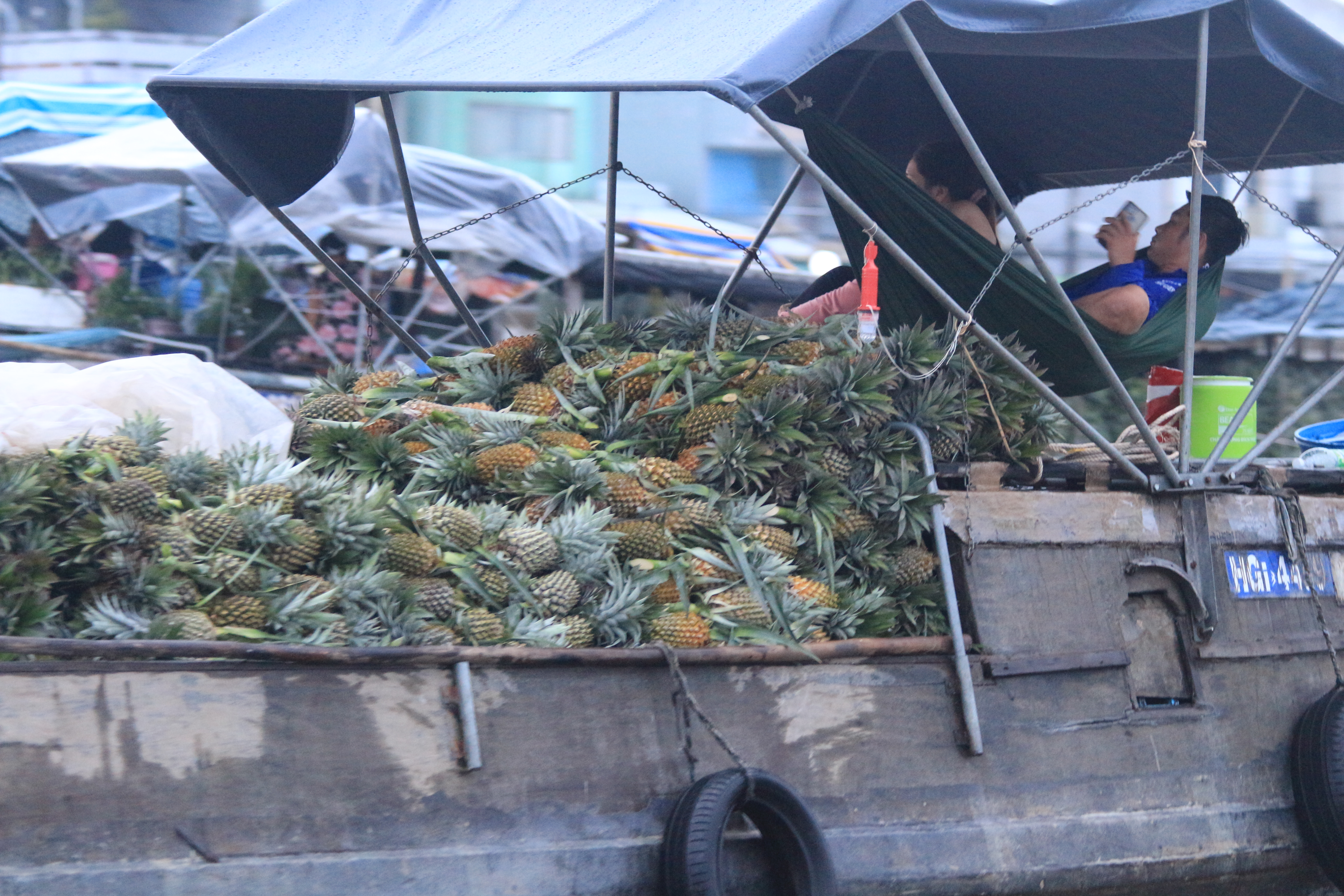 A boat carries pineapples on the Cai Rang Floating Market in Can Tho City, southern Vietnam. Photo: Ray Kuschert / Tuoi Tre News