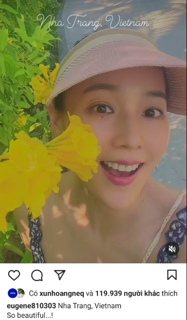 A screenshot from Actress Eugene’s Instagram account shows her photo pictured when she was touring Nha Trang