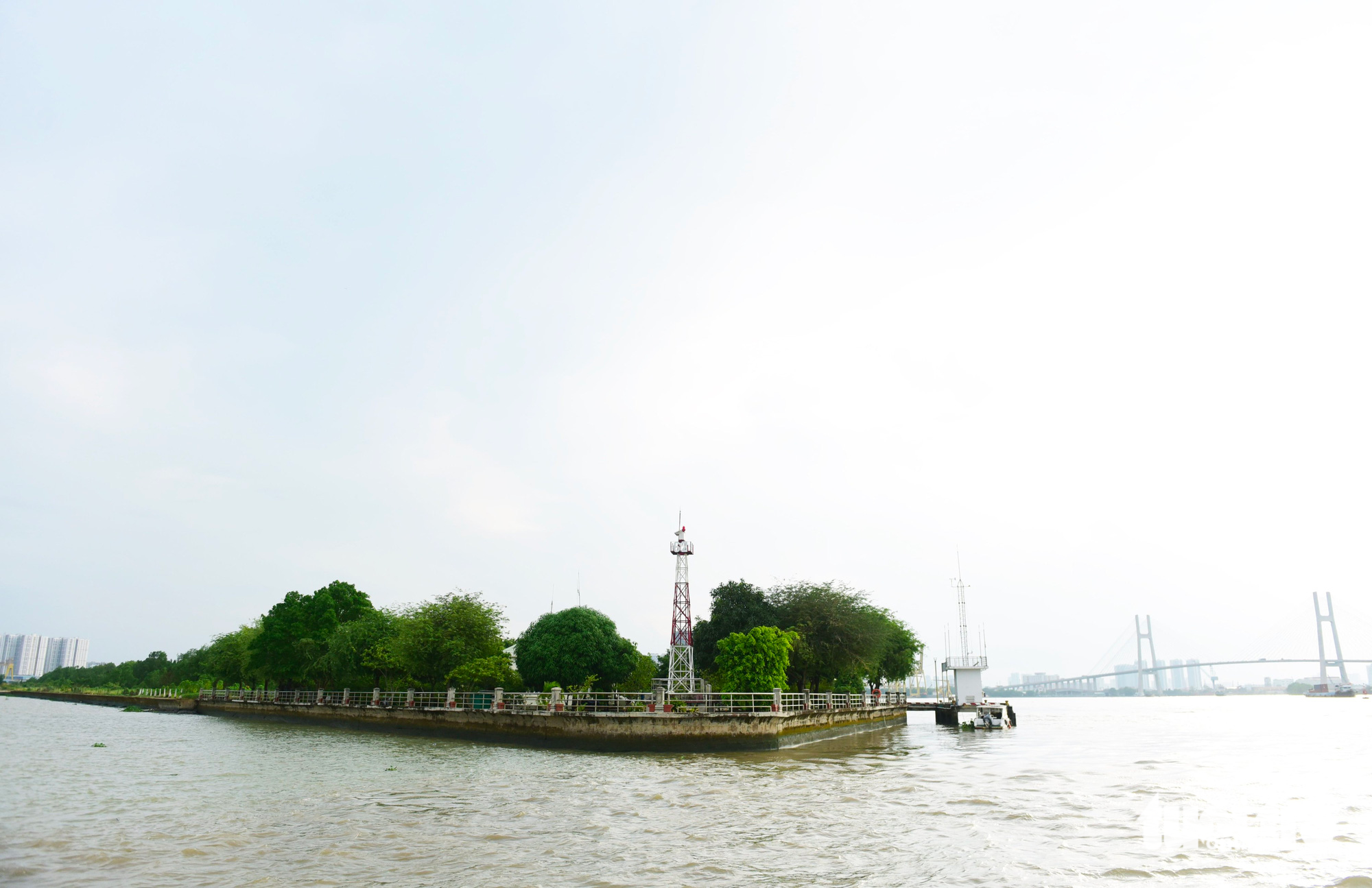 The Mui Den Do park project in District 7, which is expected to be a tourist attraction in the future, is seen from a water bus. Photo: Duyen Phan / Tuoi Tre