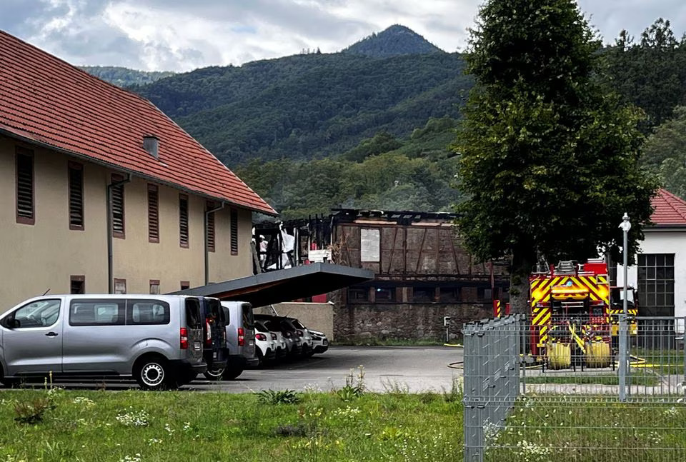 The remnants of a holiday home is seen in eastern France near Colmar where disabled people were killed as fire broke out during their summer holidays in Wintzenheim, France, August 9, 2023. Photo: Reuters