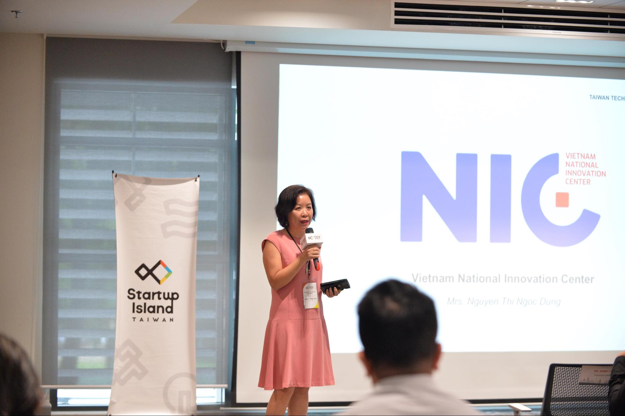 Nguyen Thi Ngoc Dung, a senior expert in research and development at Vietnam National Innovation Center, speaks at the Taiwan Tech Solution Day in Ho Chi Minh City, August 23, 2023. Photo: Startup Island Taiwan