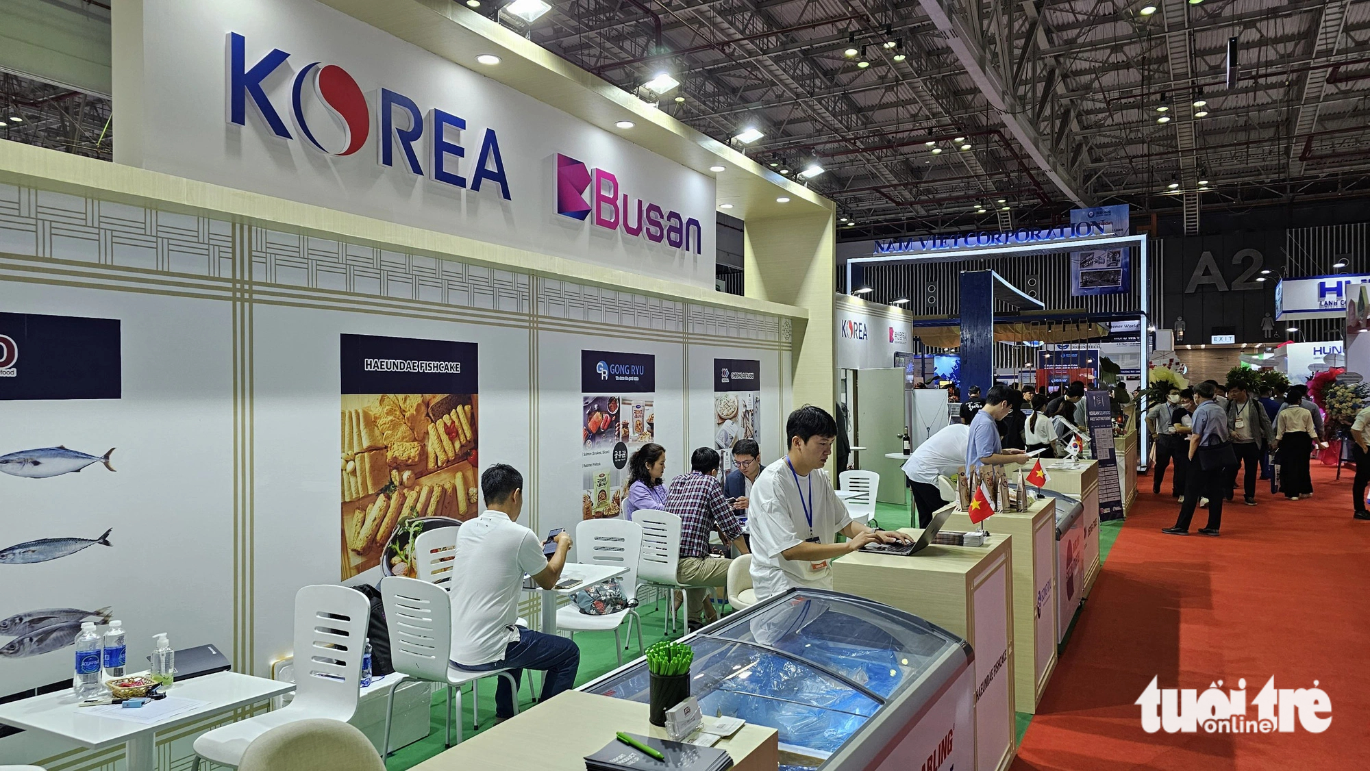 A South Korean firm displays its products at the Vietfish 2023. Photo: N. Tri / Tuoi Tre
