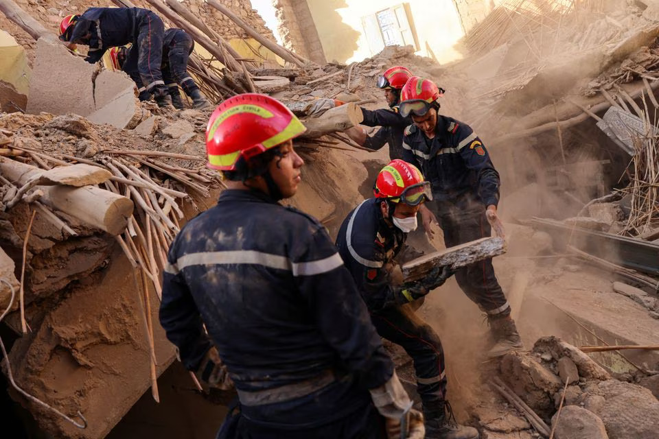 Emergency crews work, in the aftermath of a deadly earthquake, in Amizmiz, Morocco, September 10, 2023. Photo: Reuters