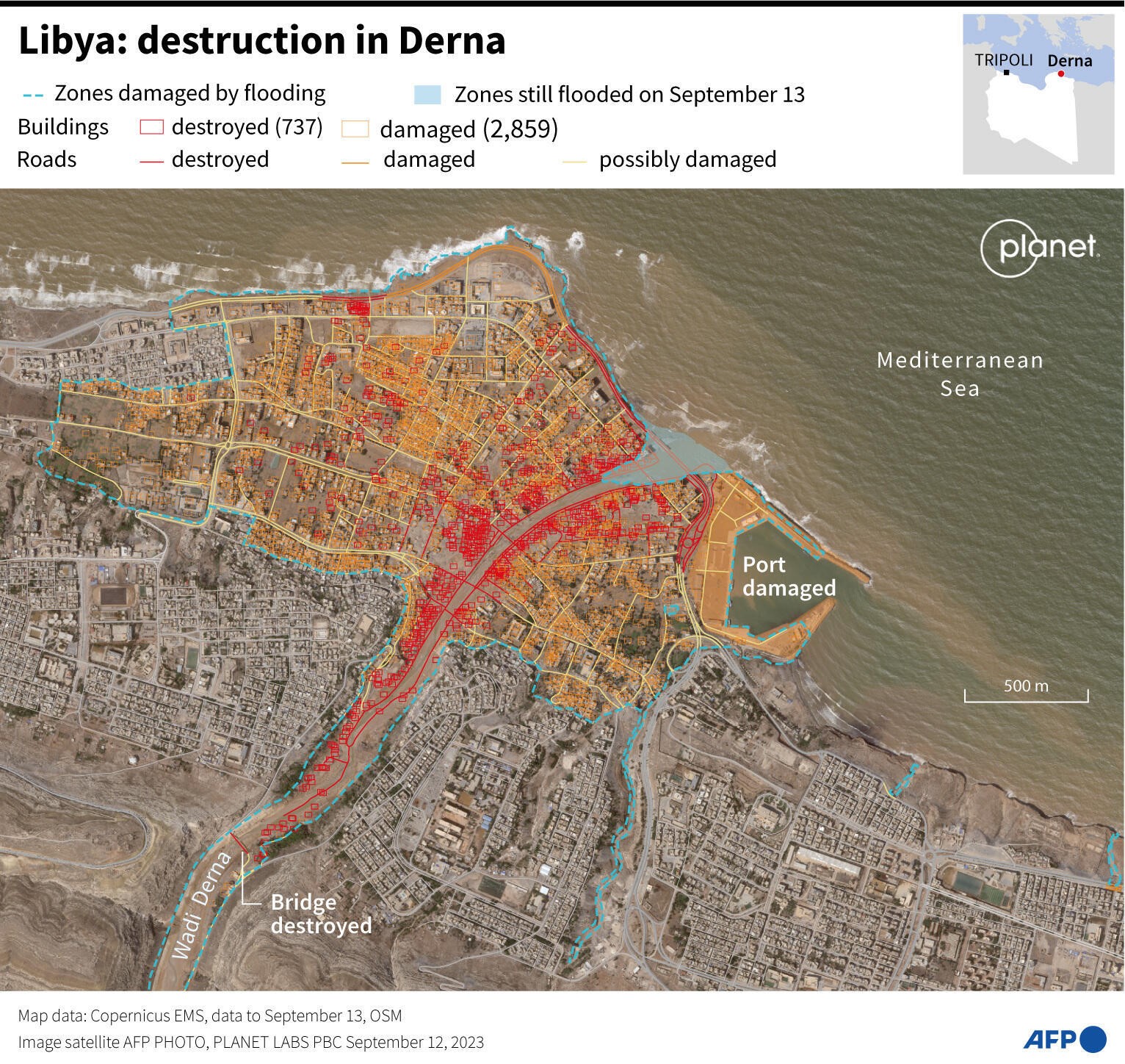 Libya: destruction in Derna