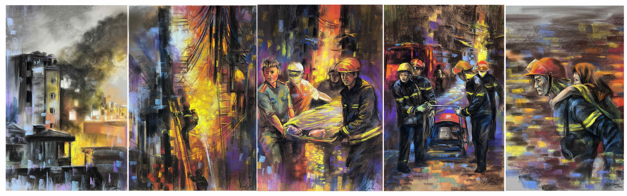 Painter dedicates artworks to victims, rescuers of tragic Hanoi fire
