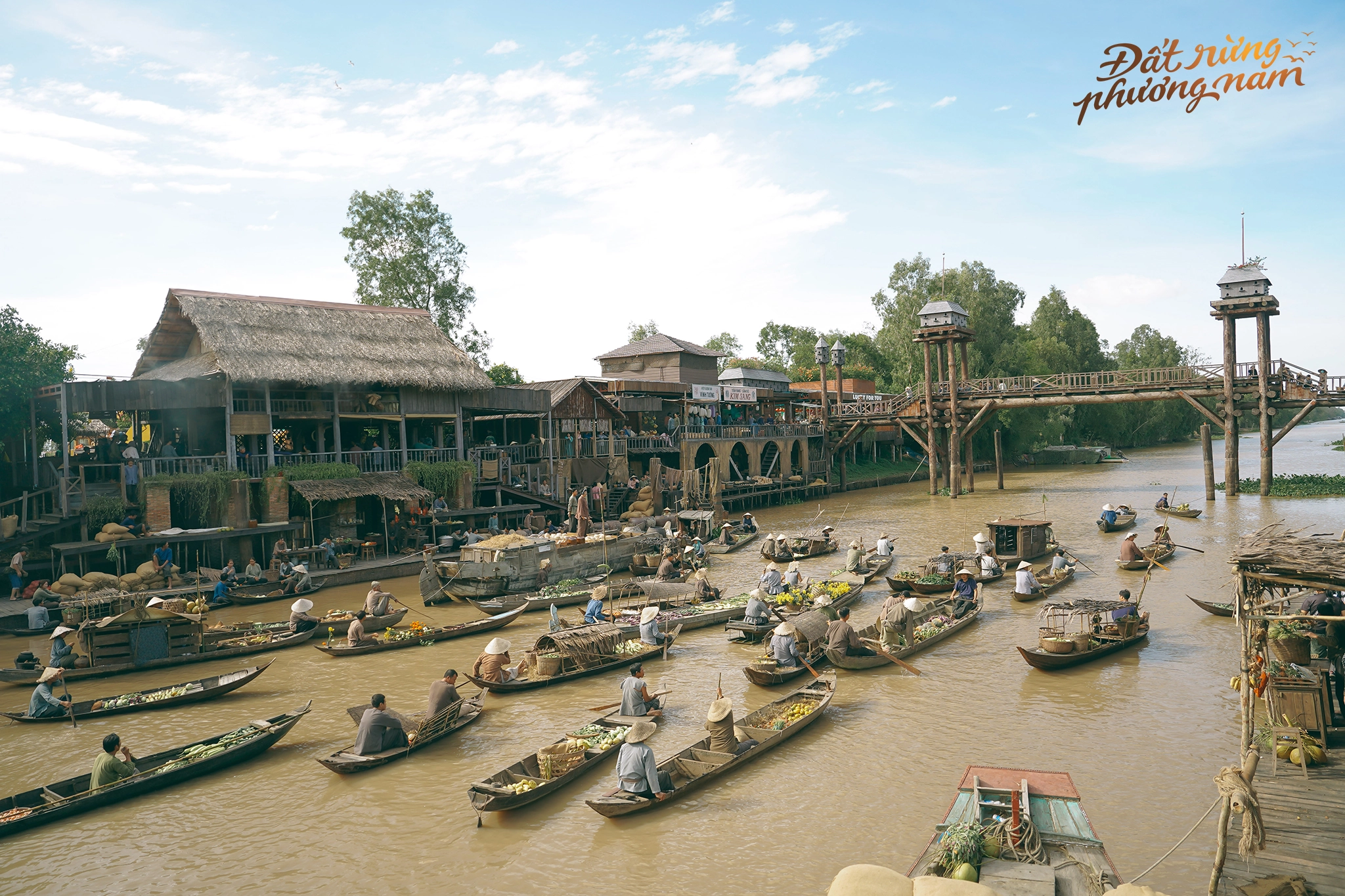 A floating market in Mekong Delta region featured in 'Dat Rung Phuong nam.'
