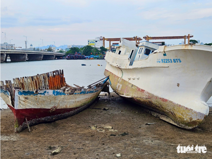 These shipwrecks are left abandoned by their owners. Photo Minh Chien: / Tuoi Tre