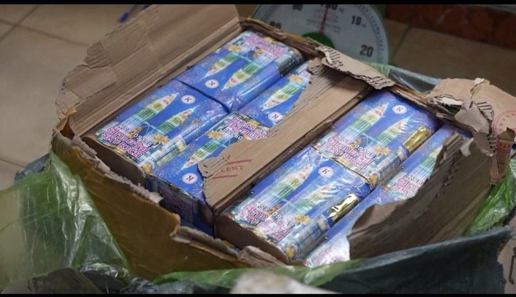 The firecrackers confiscated by the police. Photo: Supplied by Ho Chi Minh City Police