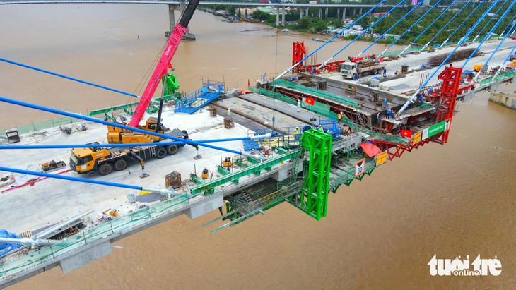 The 6.61-kilometer-long My Thuan 2 Bridge project was commenced in February 2020. Photo: Mau Truong / Tuoi Tre