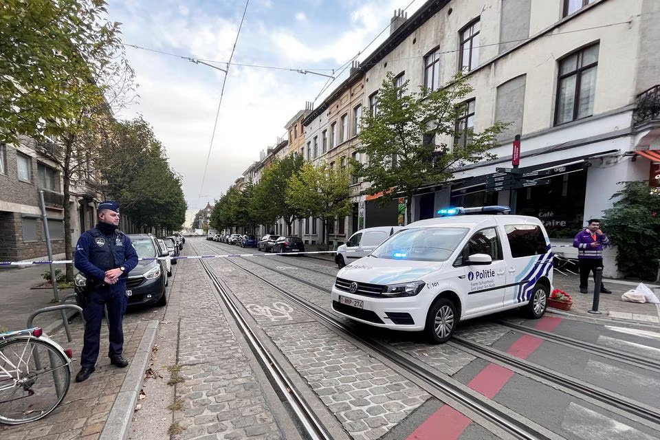 Police cordon the area after a police operation in Schaerbeek near Brussels, Belgium October 17, 2023. Photo: Reuters