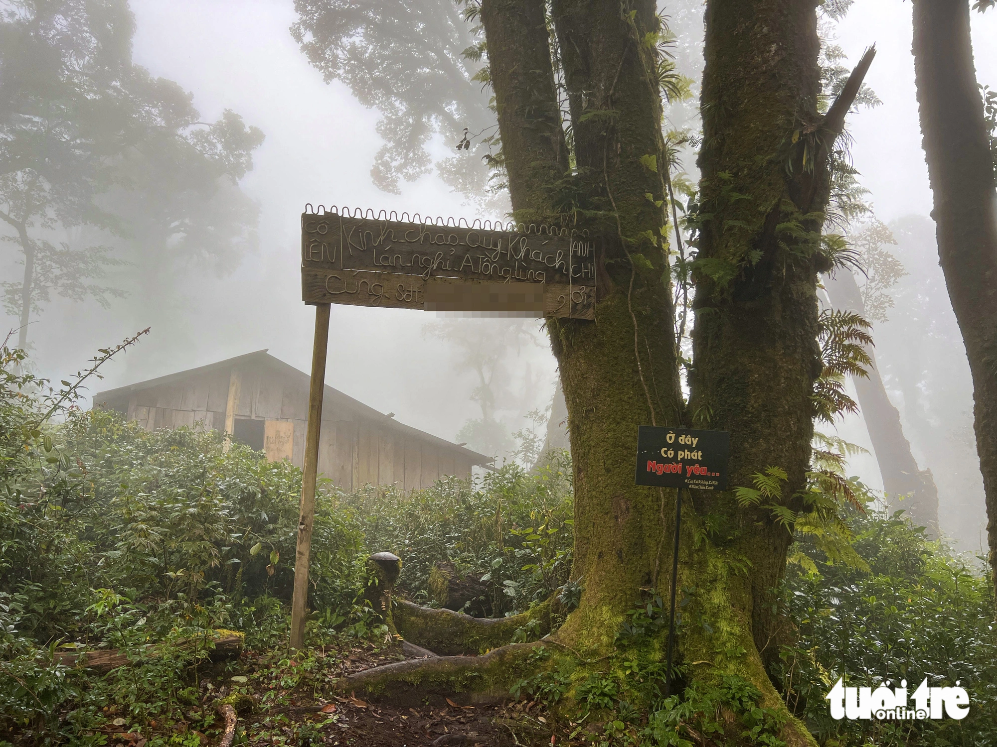 A rest stop for travelers before they head to the peak of Lung Cung Mountain the next morning. Photo: Hong Quang / Tuoi Tre